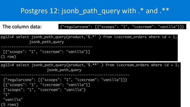 Postgres 12: jsonb_path_query with .* and .**

