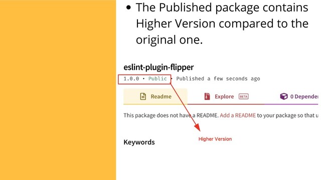 The Published package contains
Higher Version compared to the
original one.
