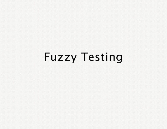 Fuzzy Testing
