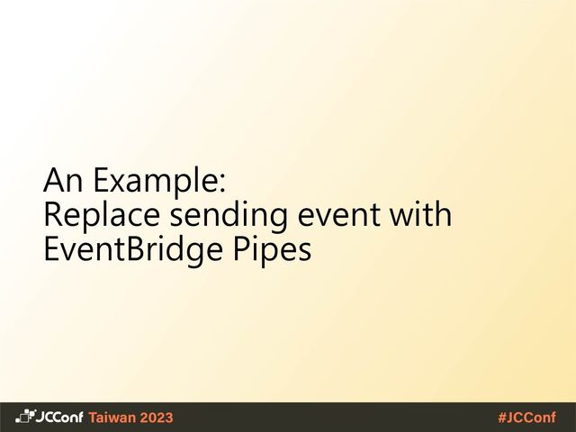 An Example:
Replace sending event with
EventBridge Pipes
