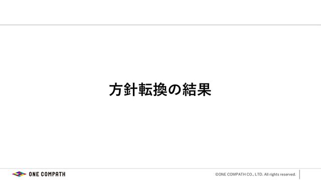 ©ONE COMPATH CO., LTD. All rights reserved.
⽅針転換の結果
