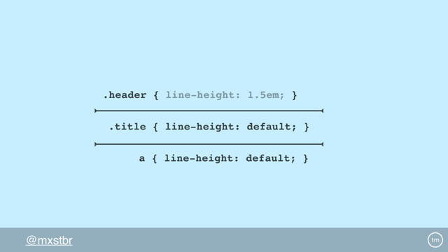 @mxstbr
.header { line-height: 1.5em; }
a { line-height: default; }
.title { line-height: default; }
