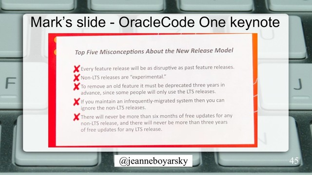@jeanneboyarsky 45
Mark’s slide - OracleCode One keynote
