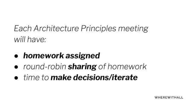 ● homework assigned
● sharing
● make decisions/iterate
