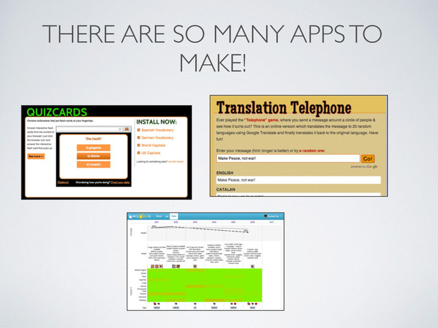THERE ARE SO MANY APPS TO
MAKE!
