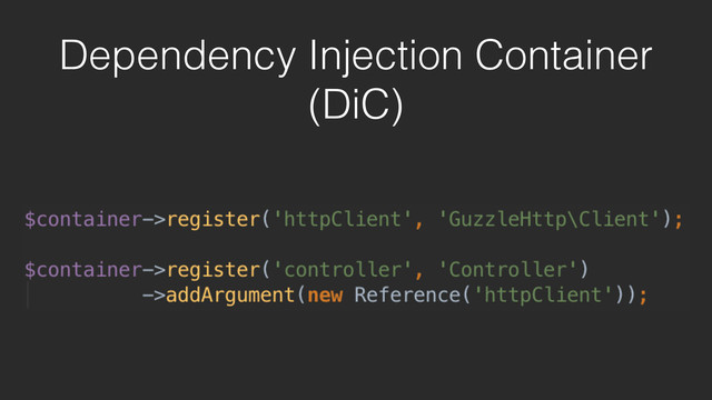 Dependency Injection Container
(DiC)
