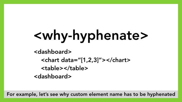 




For example, let’s see why custom element name has to be hyphenated
