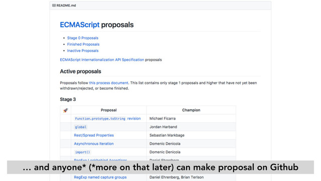 … and anyone* (*more on that later) can make proposal on Github
