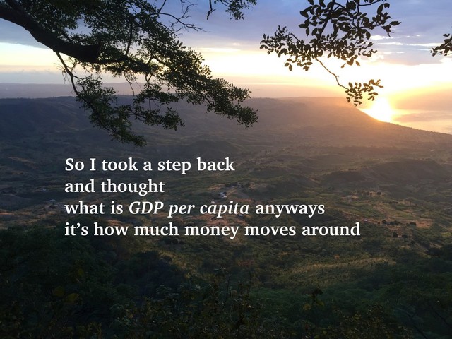 @talraviv
talraviv.org
So I took a step back
and thought
what is GDP per capita anyways
it’s how much money moves around

