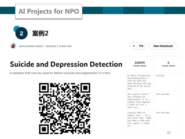 40
2 案例2
AI Projects for NPO
