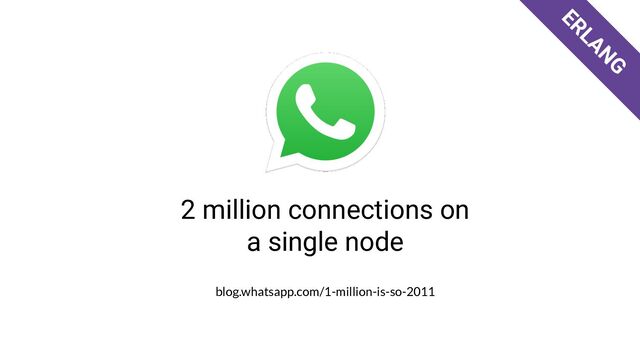 blog.whatsapp.com/1-million-is-so-2011
ERLANG
2 million connections on
a single node
