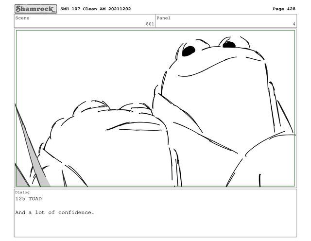 Scene
801
Panel
4
Dialog
125 TOAD
And a lot of confidence.
SMH 107 Clean AM 20211202 Page 428
