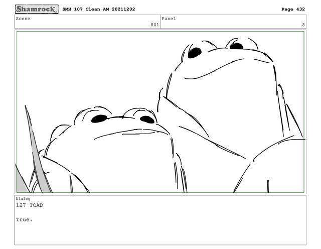 Scene
801
Panel
8
Dialog
127 TOAD
True.
SMH 107 Clean AM 20211202 Page 432
