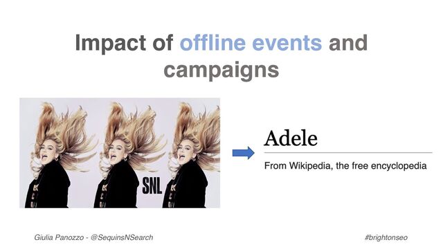 Giulia Panozzo - @SequinsNSearch #brightonseo
Impact of offline events and
campaigns
