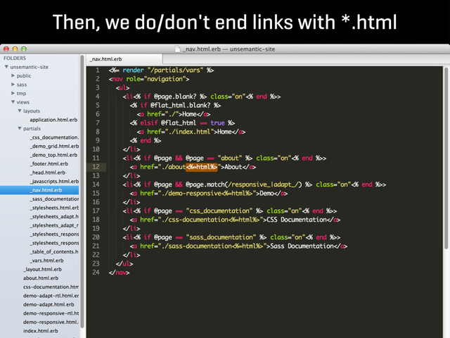Then, we do/don't end links with *.html
