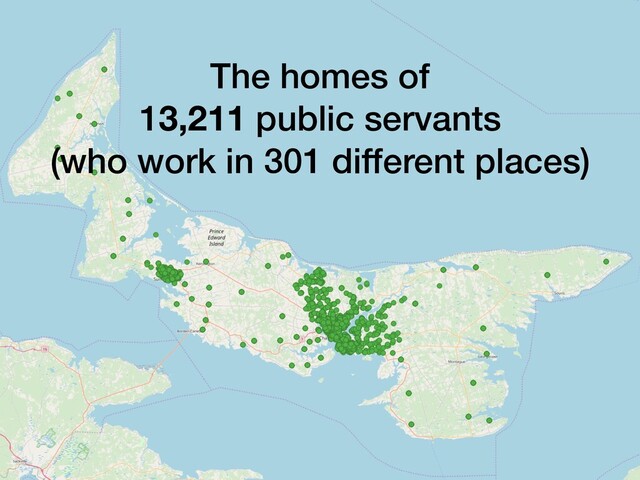 The homes of
13,211 public servants
(who work in 301 different places)
