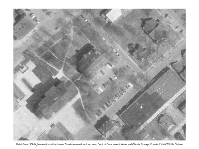 Detail from 1968 high resolution orthophoto of Charlottetown downtown area, Dept. of Environment, Water and Climate Change, Forests, Fish & Wildlife Division
