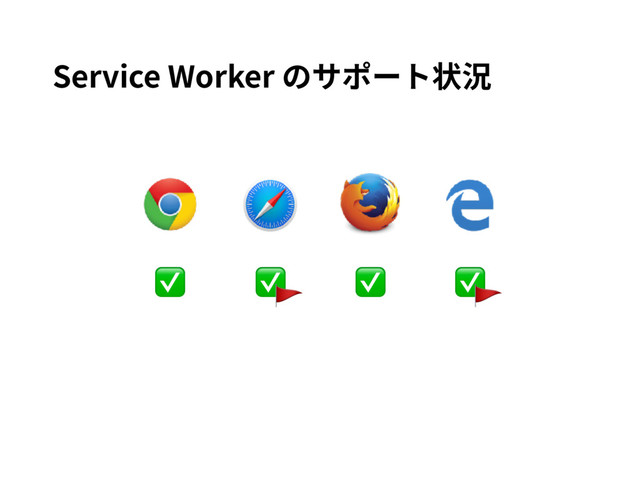 ✅
✅ ✅
✅
Service Worker のサポート状況
 
