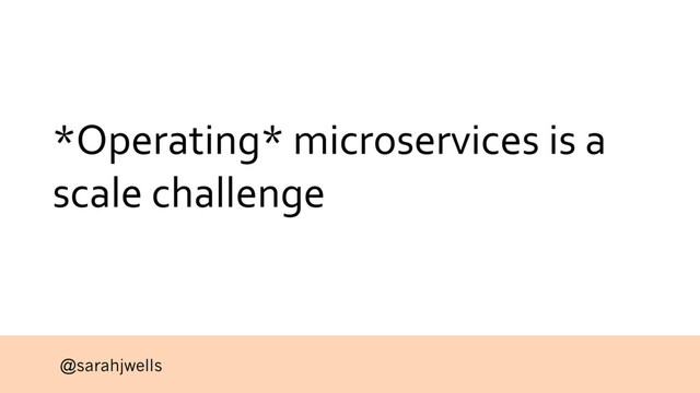 @sarahjwells
*Operating* microservices is a
scale challenge
