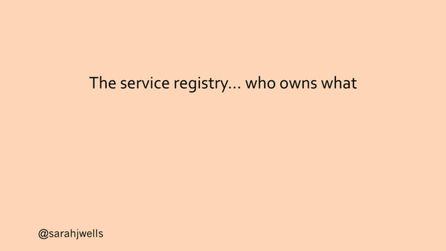 @sarahjwells
The service registry… who owns what
