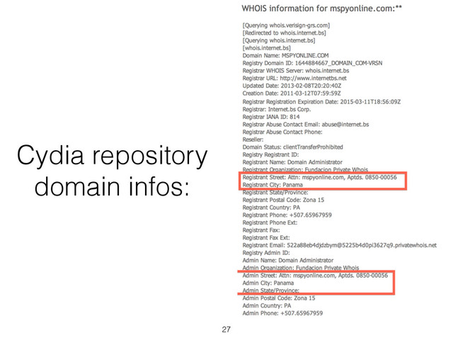 27
Cydia repository
domain infos:
