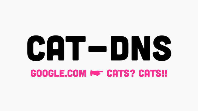 CAT-DNS
GOOGLE.COM ☛ cats? cats!!

