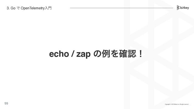 echo / zap ͷྫΛ֬ೝʂ


3. Go Ͱ OpenTelemetryೖ໳
