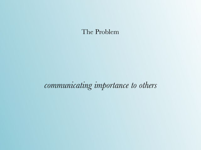 communicating importance to others
The Problem
