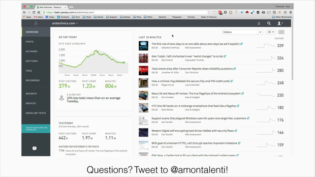 Questions? Tweet to @amontalenti!
