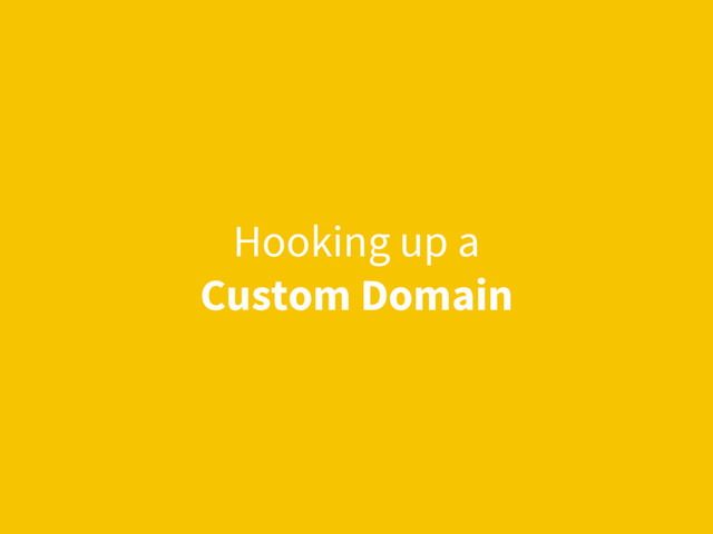 Hooking up a
Custom Domain
