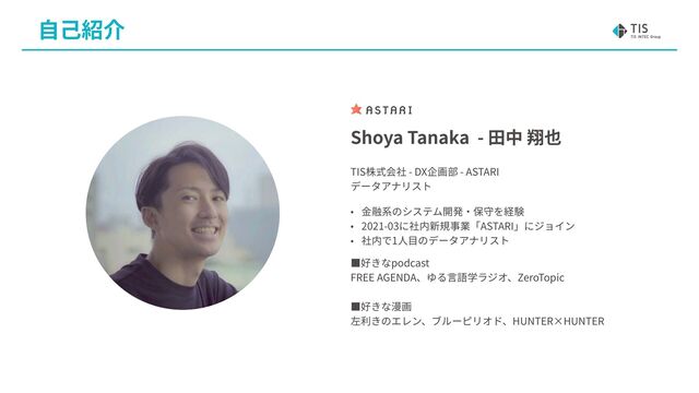 Shoya Tanaka -
TIS - DX - ASTARI

 

2021-03 ASTARI


1
podcast


FREE AGENDA ｼ ZeroTopic




HUNTER×HUNTER
