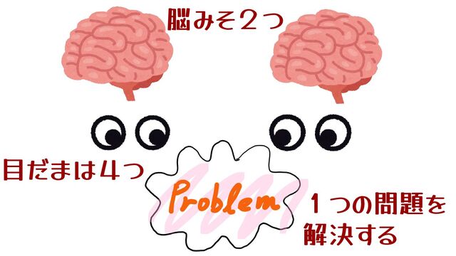 脳みそ２つ 
目だまは４つ 
１つの問題を 
解決する 
