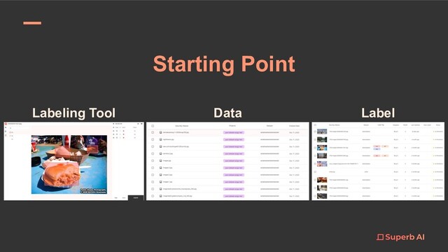 Starting Point
Labeling Tool Data Label

