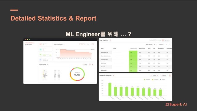ML Engineer를 위해 … ?
Detailed Statistics & Report
