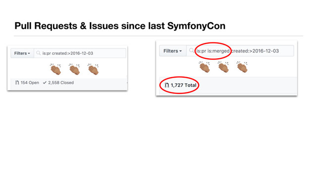 Pull Requests & Issues since last SymfonyCon
$ $ $ $ $ $
