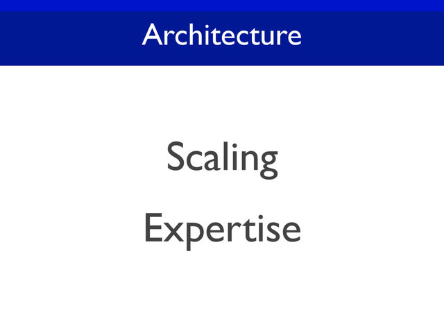 Architecture
Scaling
Expertise
