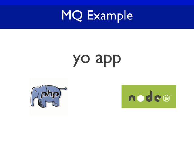 MQ Example
yo app
