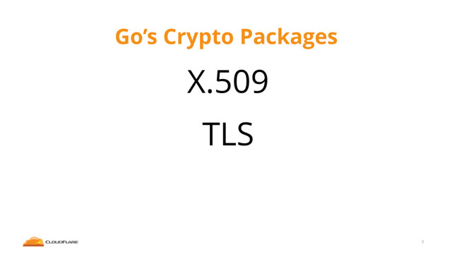 Go’s Crypto Packages
X.509
TLS
3
