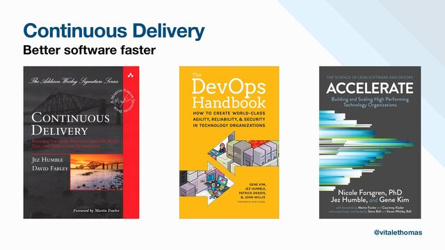 Continuous Delivery
Better software faster
@vitalethomas
