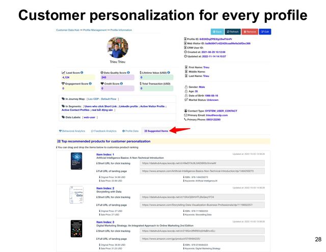 Customer personalization for every profile
28
