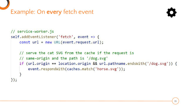 Example: On every fetch event
35
