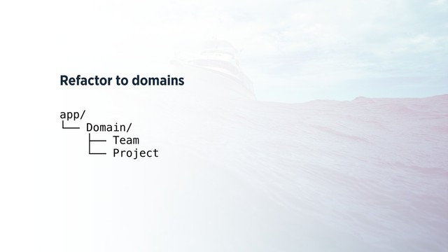 Refactor to domains
app/
└── Domain/
├── Team
└── Project
