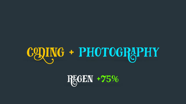 coding + photography
regen +75%
