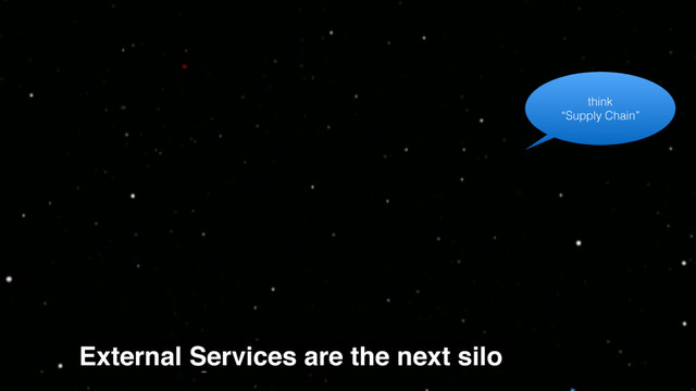 External Services are the next silo
think
“Supply Chain”
