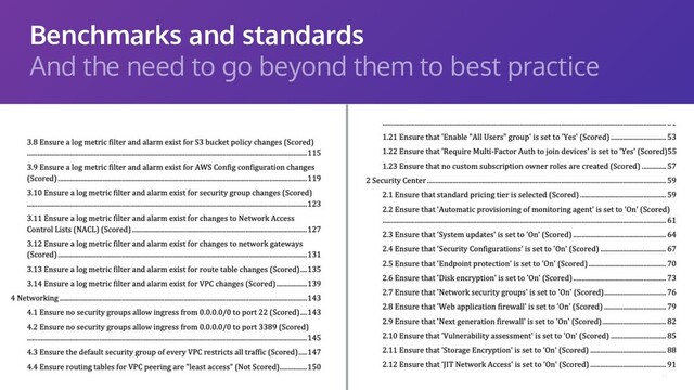 Benchmarks and standards
And the need to go beyond them to best practice
