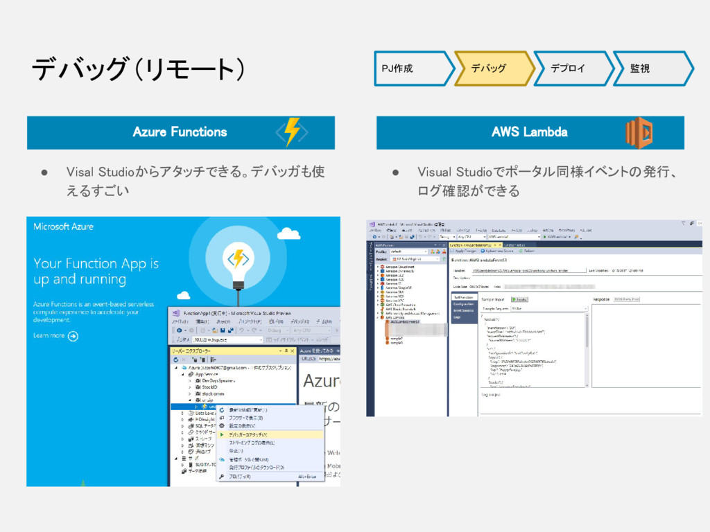 Azure Functionsとaws Lambdaの開発フローの違い Comparison Of The Development Flow Of Azure Functions And Aws Lambda Speaker Deck