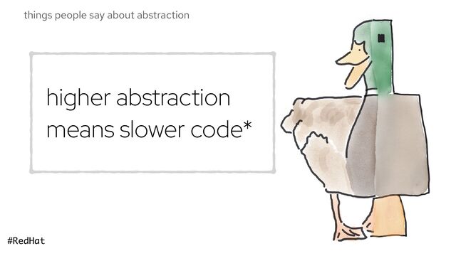 #RedHat
things people say about abstraction
higher abstraction
means slower code*
