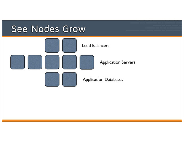 Application Servers
Application Databases
Load Balancers
See Nodes Grow
