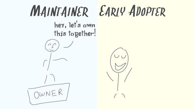 MAINTAINER
hey, let's own
this together!
EARLY ADOPTER
