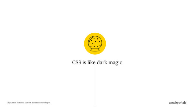 @mobywhale
Crystal Ball by Emma Darvick from the Noun Project
CSS is like dark magic

